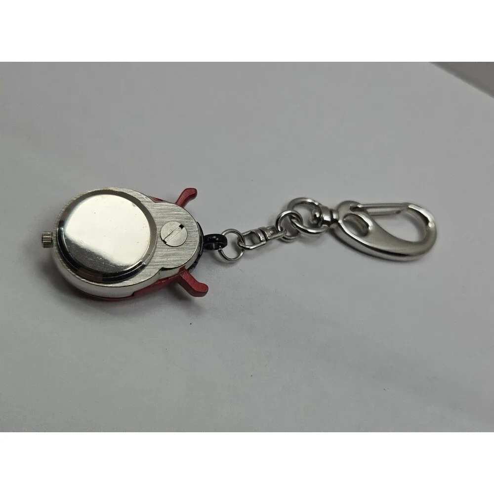 Xanadu Ladybug Keychain Pendant Hidden Dial Watch Wings Red Silver New Battery
